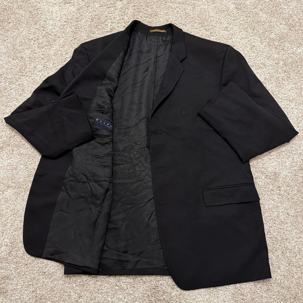 90s Vintage Ralph Lauren Pure Wool Blazer | Black | Large